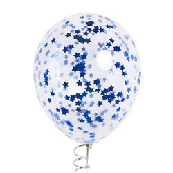 Шары с конфетти синие металлик (звёзды)