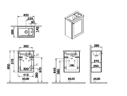 Модуль с квадратной раковиной, Vitra Root Classic, 45 см, с дверцей, матовый белый, правосторонний, 68610
