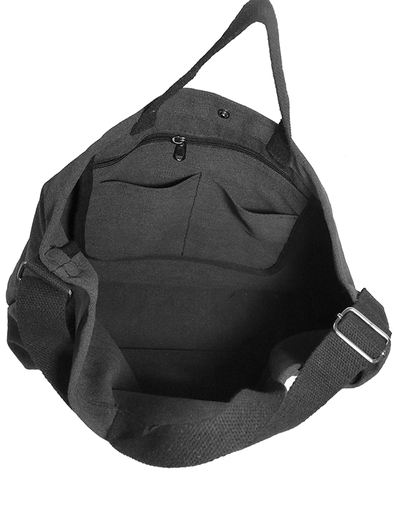 (АРТИКУЛ: 9316/1) СУМКА БОЛЬШАЯ, ТЕКСТИЛЬ, ЧЕРНАЯ, БЕЗ МОЛНИИ, НА КНОПКЕ, С ПЛЕЧЕВЫМ РЕМНЕМ