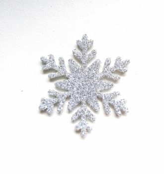 Снежинка из глиттерного фоамирана 3 см, цвет серебро