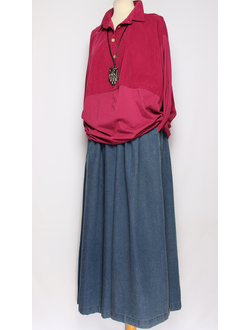 Рубашка "Вельвет с трикотажем2" малина