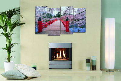 Модульная картина "Цветущий мостик. Сакура"