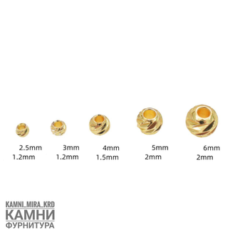 Бусины-разделители рифлёные ЛЮКС 3 и 4 мм,  цвет в ассортименте, цена за набор