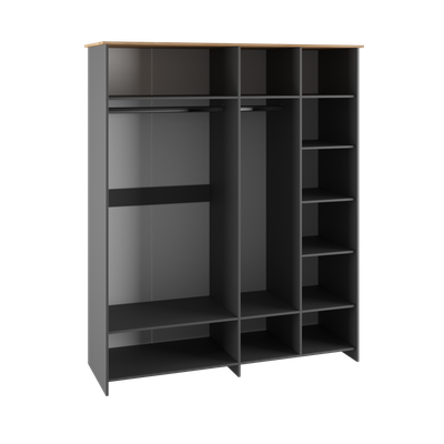 Теодора Шкаф 4Д Графит/Дуб крафт