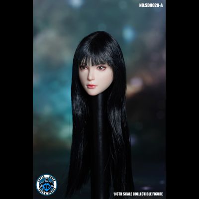 Женская голова (скульпт) с длинными черными волосами - 1/6 scale Female Headsculpt (SDH028A) - SUPER DUCK