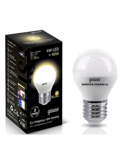 Лампа Gauss LED Globe 4W E27 2700K 1/10/50/EB105102104