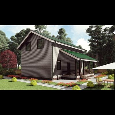 Двухэтажный каркасный дом с четырьмя спальнями 165м² (SK87)