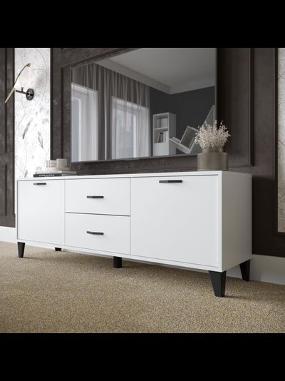 ТВМ-6 Тумба под ТВ Белый с тиснением «Древесные поры»