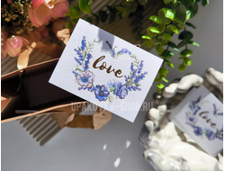 Открытка на акварельном картоне с тиснением «LOVE», 8 × 6 см