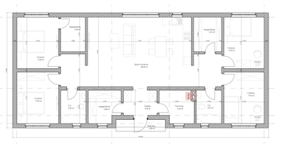Одноэтажный дом с четырьмя спальнями 128м² (S106)