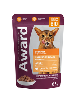 AWARD (Эворд) Urinary, влажный корм (пауч) для профилактики мочекаменной болезни у кошек курица в соусе, 85 г