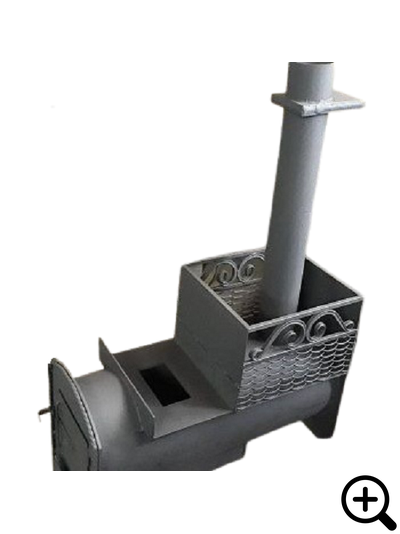 Дровяная банная печь ТОРПЕДА-1, открытая каменка. (+Бак 60 литров)