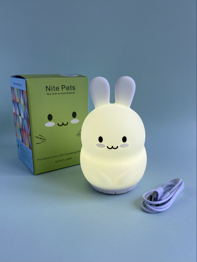 Ночник музыкальный силиконовый ЗАЙЧИК (вертикальный) на аккумуляторе с  функцией белого шума