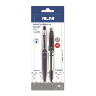 Карандаш механический MILAN CAPSULE Silver + ручка автомат. BWM10414