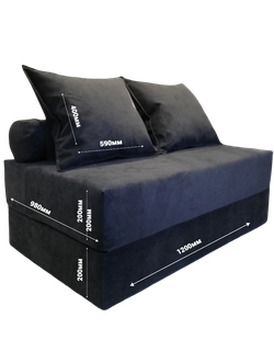 Диван бескаркасныйс240см велюр графит