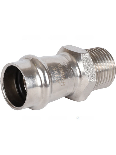 Переходник ROMMER ВПр-НР, 18х1/2 из нержавеющей стали прессовой