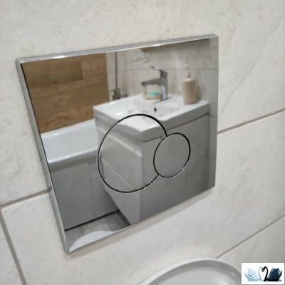 Комплект ПЭК Santek Нео rimless 1.WH50.1.572. Инсталляция с кнопкой (хром, глянец) и подвесной безободковый унитаз с сиденьем микролифт