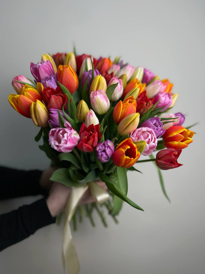Букет тюльпанов миксом 55шт