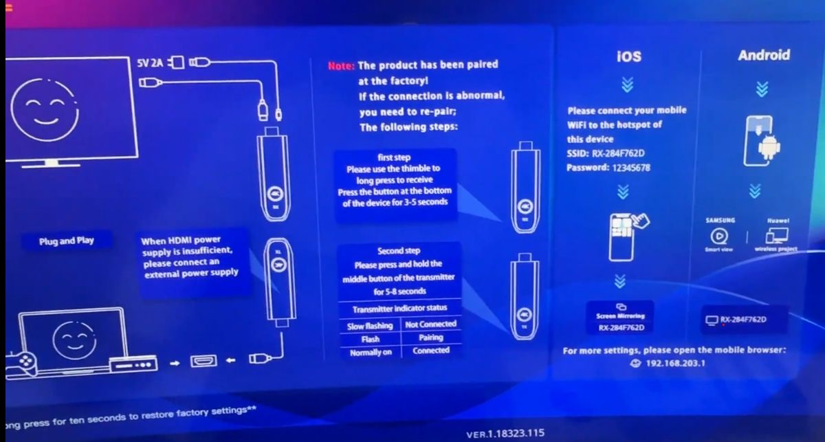 DE/VT-WS030A Pro беспроводной HDMI удлинитель  для 4к HDMI (до 50 м.)