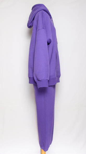 Костюм тройка: худи, брюки, жилет."Теплый с жилетом" сирень р.50-52