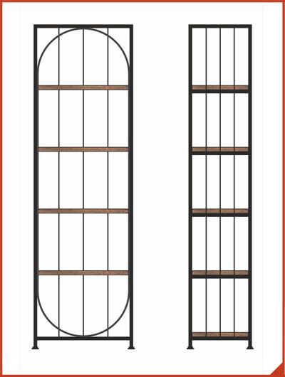 стеллаж в стиле loft. металлический профиль + массив дерева (005)