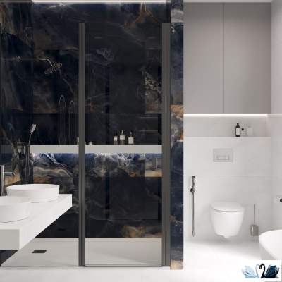 Керамогранит Ocean Ceramic Interstellar black 80 х 160 см полированный черный