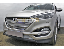 Защита радиатора Hyundai Tucson 2015-2018 (Comfort,Lifestyle,Primary,Family) (4 части) chrome верх