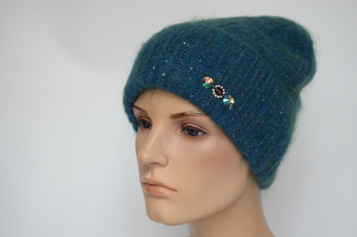 Фиолетовая вязаная шапка с отворотом зимняя Vizio Италия 8070 CRYO  фото