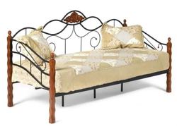 Кровать CANZONA Wood slat base, 90*200 см (дерево гевея/металл, красный дуб/чёрный)