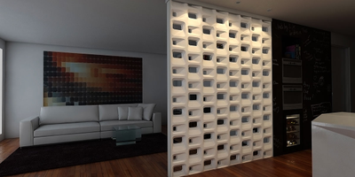 Декоративный 3D блок для перегородки из гипса (модель 01)