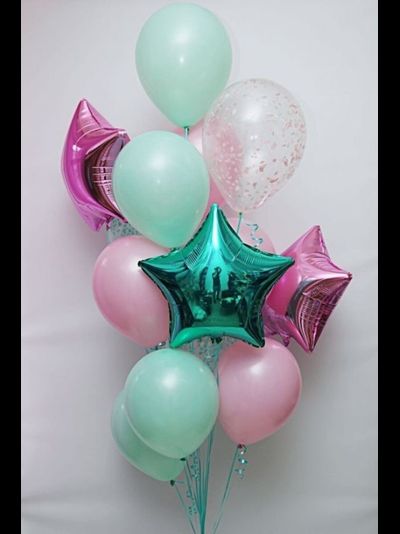 Набор шаров с гелием "Мятный розовый"