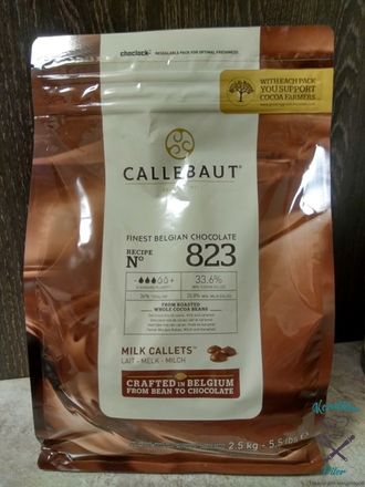 Шоколад Callebaut молочный №823 33,6%, 2,5 кг в фирменной упаковке