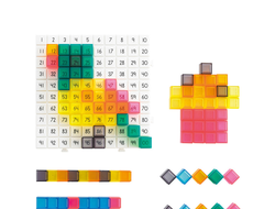 Кубики соединяющиеся полупрозрачные 2 см.(150шт). Набор учимся счету до 100 «Мозаика и узоры»