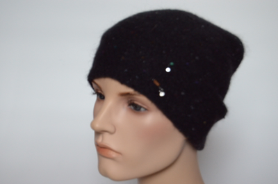 Шапка вязаная с пайетками Vizio Италия 6943 CL черная фото