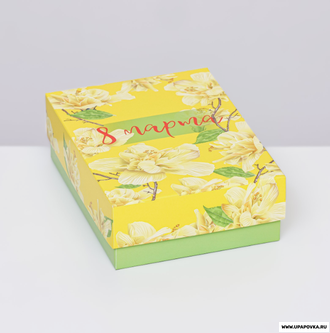Подарочная коробка сборная "Мартовские цветы" 16,5 х 12,5 х 5,2 см