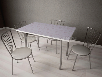 Стол обеденный Ст 20 в расцветке стальной с цветами