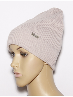 Екатеринбург. Шапка женская "Резинка с манжетом"11453  ваниль, пудра, синяя