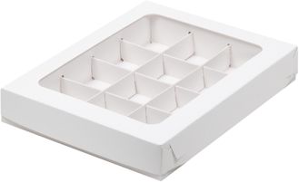 Коробка на 12 конфет с/о (белая), 190*150*30мм