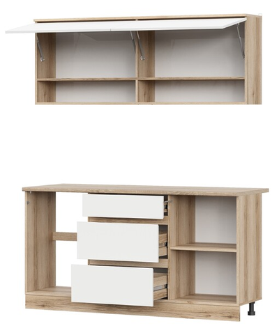 Брауни 1,6м кухонный гарнитур Дуб Делано/Белый