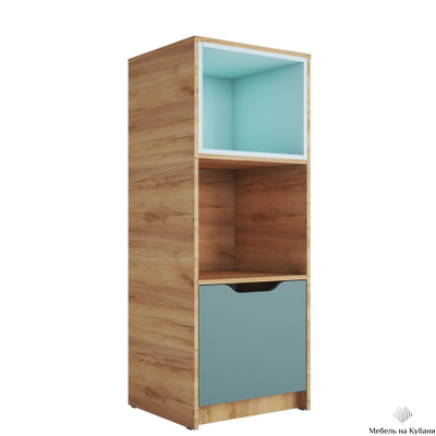 Rich Стеллаж СЖ-002 Дуб Крафт золотой - Мята/Сумеречный голубой