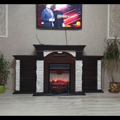 Электрокамин Dublin Premium LO камень белый с очагом Fobos