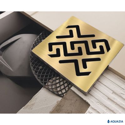 Трап водосток PLATZ Antik 100х100 Боковой выпуск (Золото)