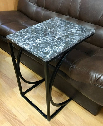 Журнальный столик из мрамора Титаниум (400х500х650 мм, цвет подстолья черный)