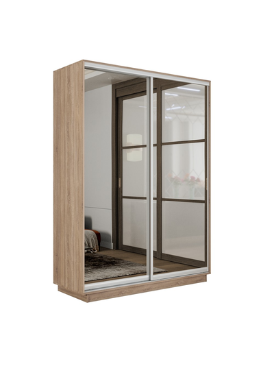 Экспресс шкаф-купе 2-х дверный (Зеркало) 1,6х2,4м Белый, Анкор светлый, Сонома, Ясень шимо светлый, Крафт табачный, Серый диамант, Бетон, Венге, Кашемир (модификация 5)