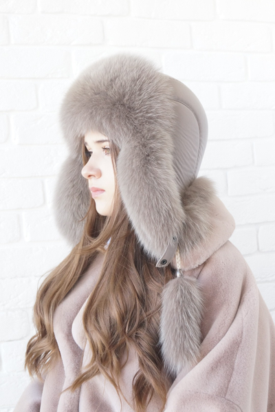 Ушанка "Полярная звезда" цвет кофе с молоком + кофе с молоком