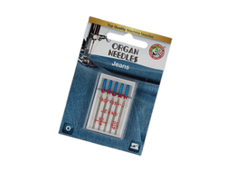 Иглы для бытовых швейных машин "ORGAN" для джинсы ассорти 5шт. в пенале №90-100