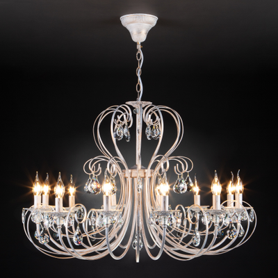 Люстра с хрусталем 3305/12 белый с золотом / прозрачный хрусталь