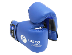 Перчатки бокс. RUSCO SPORT кож.зам. синие, 4/6/8/10 унций
