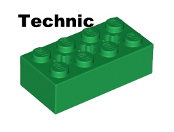 Technic, Brick 2 x 4 with 3 Axle Holes, Green (39789 / 6244915)