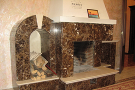 Выкладка камина мрамором-гранитом